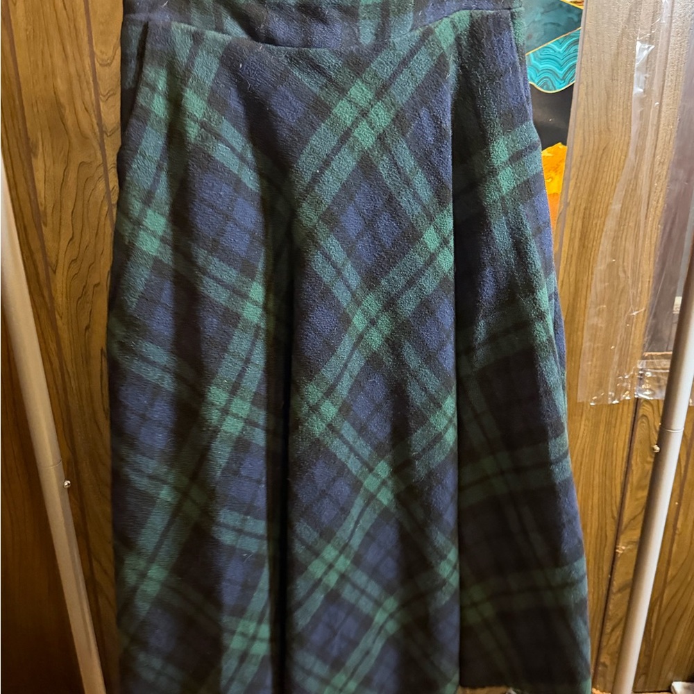 Plaid Green and Black Women's Skirt